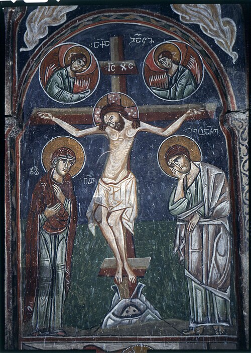 The Cross & Crucifixion, by unknown medieval artist, 12th century